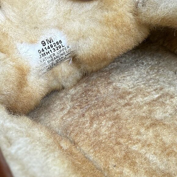 Cabelas Oil Tanned Leather Slippers Mens 9 M Sherpa Lined Moccasin Loafers - Picture 12 of 16